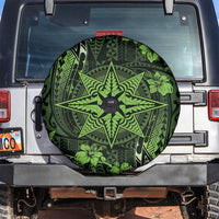 Vintage Tonga Tribal Ngatu Pattern Spare Tire Cover With Pacific Floral Lime Green Art LT9 Lime Green - Polynesian Pride