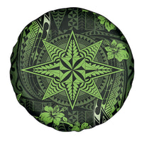 Vintage Tonga Tribal Ngatu Pattern Spare Tire Cover With Pacific Floral Lime Green Art LT9 - Polynesian Pride