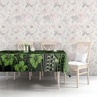 Vintage Tonga Tribal Ngatu Pattern Tablecloth With Pacific Floral Lime Green Art LT9 - Polynesian Pride