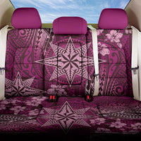 Vintage Tonga Tribal Ngatu Pattern Back Car Seat Cover With Pacific Floral Pink Art
