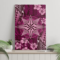 Vintage Tonga Tribal Ngatu Pattern Canvas Wall Art With Pacific Floral Pink Art LT9 - Polynesian Pride