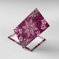 Vintage Tonga Tribal Ngatu Pattern Canvas Wall Art With Pacific Floral Pink Art LT9 With Frame Pink - Polynesian Pride