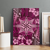 Vintage Tonga Tribal Ngatu Pattern Canvas Wall Art With Pacific Floral Pink Art LT9 - Polynesian Pride