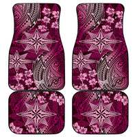 Vintage Tonga Tribal Ngatu Pattern Car Mats With Pacific Floral Pink Art LT9 - Polynesian Pride