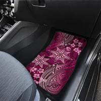 Vintage Tonga Tribal Ngatu Pattern Car Mats With Pacific Floral Pink Art LT9 - Polynesian Pride