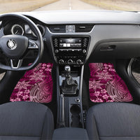Vintage Tonga Tribal Ngatu Pattern Car Mats With Pacific Floral Pink Art LT9 Set 2pcs - Front Pink - Polynesian Pride