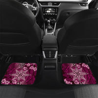 Vintage Tonga Tribal Ngatu Pattern Car Mats With Pacific Floral Pink Art LT9 Set 2pcs - Back Pink - Polynesian Pride