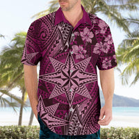 Vintage Tonga Tribal Ngatu Pattern Hawaiian Shirt With Pacific Floral Pink Art LT9 - Polynesian Pride