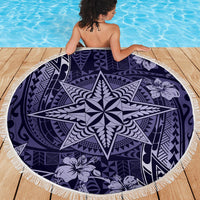 Vintage Tonga Tribal Ngatu Pattern Beach Blanket With Pacific Floral Pink Art LT9 - Polynesian Pride
