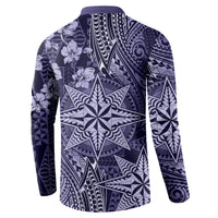 Vintage Tonga Tribal Ngatu Pattern Button Sweatshirt With Pacific Floral Pink Art LT9 - Polynesian Pride