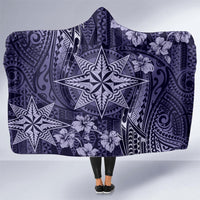 Vintage Tonga Tribal Ngatu Pattern Hooded Blanket With Pacific Floral Pink Art LT9 - Polynesian Pride