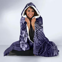 Vintage Tonga Tribal Ngatu Pattern Hooded Blanket With Pacific Floral Pink Art LT9 - Polynesian Pride