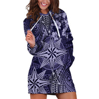 Vintage Tonga Tribal Ngatu Pattern Hoodie Dress With Pacific Floral Pink Art LT9 Pink - Polynesian Pride