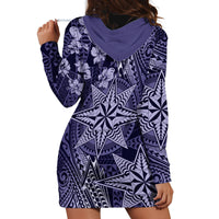 Vintage Tonga Tribal Ngatu Pattern Hoodie Dress With Pacific Floral Pink Art LT9 - Polynesian Pride