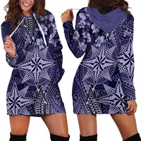 Vintage Tonga Tribal Ngatu Pattern Hoodie Dress With Pacific Floral Pink Art LT9 - Polynesian Pride