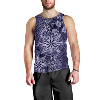 Vintage Tonga Tribal Ngatu Pattern Men Tank Top With Pacific Floral Pink Art LT9 - Polynesian Pride
