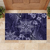 Vintage Tonga Tribal Ngatu Pattern Rubber Doormat With Pacific Floral Pink Art LT9 - Polynesian Pride