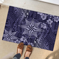 Vintage Tonga Tribal Ngatu Pattern Rubber Doormat With Pacific Floral Pink Art LT9 - Polynesian Pride