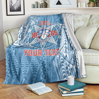 Personalised Tonga Apifo'ou College Blanket Since 1865 Special Kupesi Pattern LT9 Blue - Polynesian Pride