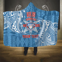Personalised Tonga Apifo'ou College Hooded Blanket Since 1865 Special Kupesi Pattern LT9 One Size Blue - Polynesian Pride