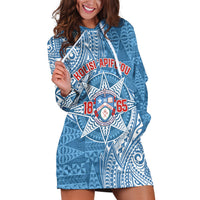Personalised Tonga Apifo'ou College Hoodie Dress Since 1865 Special Kupesi Pattern LT9 Blue - Polynesian Pride