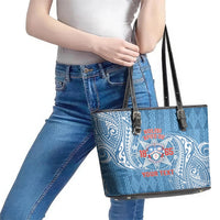 Personalised Tonga Apifo'ou College Leather Tote Bag Since 1865 Special Kupesi Pattern LT9 - Polynesian Pride