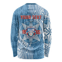Personalised Tonga Apifo'ou College Long Sleeve Shirt Since 1865 Special Kupesi Pattern