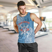 Personalised Tonga Apifo'ou College Men Tank Top Since 1865 Special Kupesi Pattern LT9 Blue - Polynesian Pride