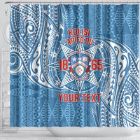 Personalised Tonga Apifo'ou College Shower Curtain Since 1865 Special Kupesi Pattern