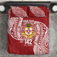 Personalised Kolisi Tonga Atele 142nd Anniversary Bedding Set Special Kupesi Pattern LT9 White - Polynesian Pride