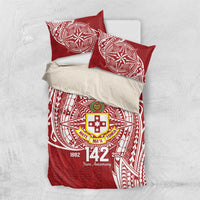 Personalised Kolisi Tonga Atele 142nd Anniversary Bedding Set Special Kupesi Pattern LT9 US Twin 172cm x 218cm White - Polynesian Pride