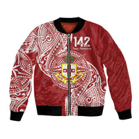 Personalised Kolisi Tonga Atele 142nd Anniversary Bomber Jacket Special Kupesi Pattern LT9 Unisex White - Polynesian Pride