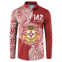 Personalised Kolisi Tonga Atele 142nd Anniversary Button Sweatshirt Special Kupesi Pattern LT9 White - Polynesian Pride