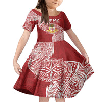 Personalised Kolisi Tonga Atele 142nd Anniversary Family Matching Puletasi and Hawaiian Shirt Special Kupesi Pattern LT9 Daughter's Dress White - Polynesian Pride