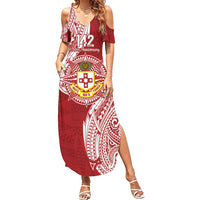 Personalised Kolisi Tonga Atele 142nd Anniversary Family Matching Summer Maxi Dress and Hawaiian Shirt Special Kupesi Pattern LT9 Mom's Dress White - Polynesian Pride