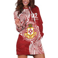 Personalised Kolisi Tonga Atele 142nd Anniversary Hoodie Dress Special Kupesi Pattern LT9 White - Polynesian Pride