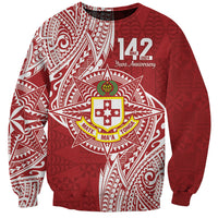 Personalised Kolisi Tonga Atele 142nd Anniversary Sweatshirt Special Kupesi Pattern LT9 Unisex White - Polynesian Pride