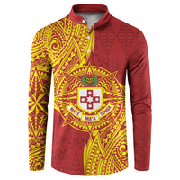Personalised Kolisi Tonga Atele Button Sweatshirt Since 1882 Simple Ngatu Pattern LT9 Gold - Polynesian Pride