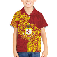 Personalised Kolisi Tonga Atele Family Matching Puletasi and Hawaiian Shirt Since 1882 Simple Ngatu Pattern LT9 Son's Shirt Gold - Polynesian Pride