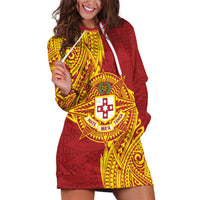 Personalised Kolisi Tonga Atele Hoodie Dress Since 1882 Simple Ngatu Pattern LT9 Gold - Polynesian Pride