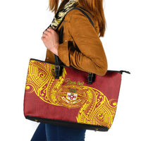 Personalised Kolisi Tonga Atele Leather Tote Bag Since 1882 Simple Ngatu Pattern LT9 Gold - Polynesian Pride