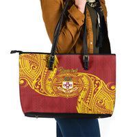 Personalised Kolisi Tonga Atele Leather Tote Bag Since 1882 Simple Ngatu Pattern LT9 - Polynesian Pride