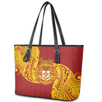 Personalised Kolisi Tonga Atele Leather Tote Bag Since 1882 Simple Ngatu Pattern LT9 - Polynesian Pride