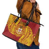 Personalised Kolisi Tonga Atele Leather Tote Bag Since 1882 Simple Ngatu Pattern LT9 - Polynesian Pride