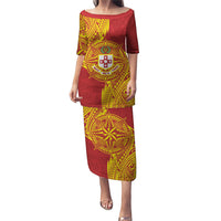 Personalised Kolisi Tonga Atele Puletasi Since 1882 Simple Ngatu Pattern LT9 Long Dress Gold - Polynesian Pride