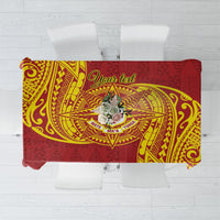 Personalised Kolisi Tonga Atele Tablecloth Since 1882 Simple Ngatu Pattern LT9 Gold - Polynesian Pride