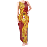 Personalised Kolisi Tonga Atele Tank Maxi Dress Since 1882 Simple Ngatu Pattern LT9 Women Gold - Polynesian Pride