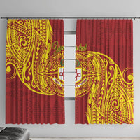 Personalised Kolisi Tonga Atele Window Curtain Since 1882 Simple Ngatu Pattern LT9 With Hooks Gold - Polynesian Pride