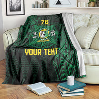 Personalised Tonga Liahona High School 76th Anniversary Blanket Special Kupesi Pattern LT9 Green - Polynesian Pride