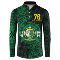 Personalised Tonga Liahona High School 76th Anniversary Button Sweatshirt Special Kupesi Pattern LT9 Green - Polynesian Pride
